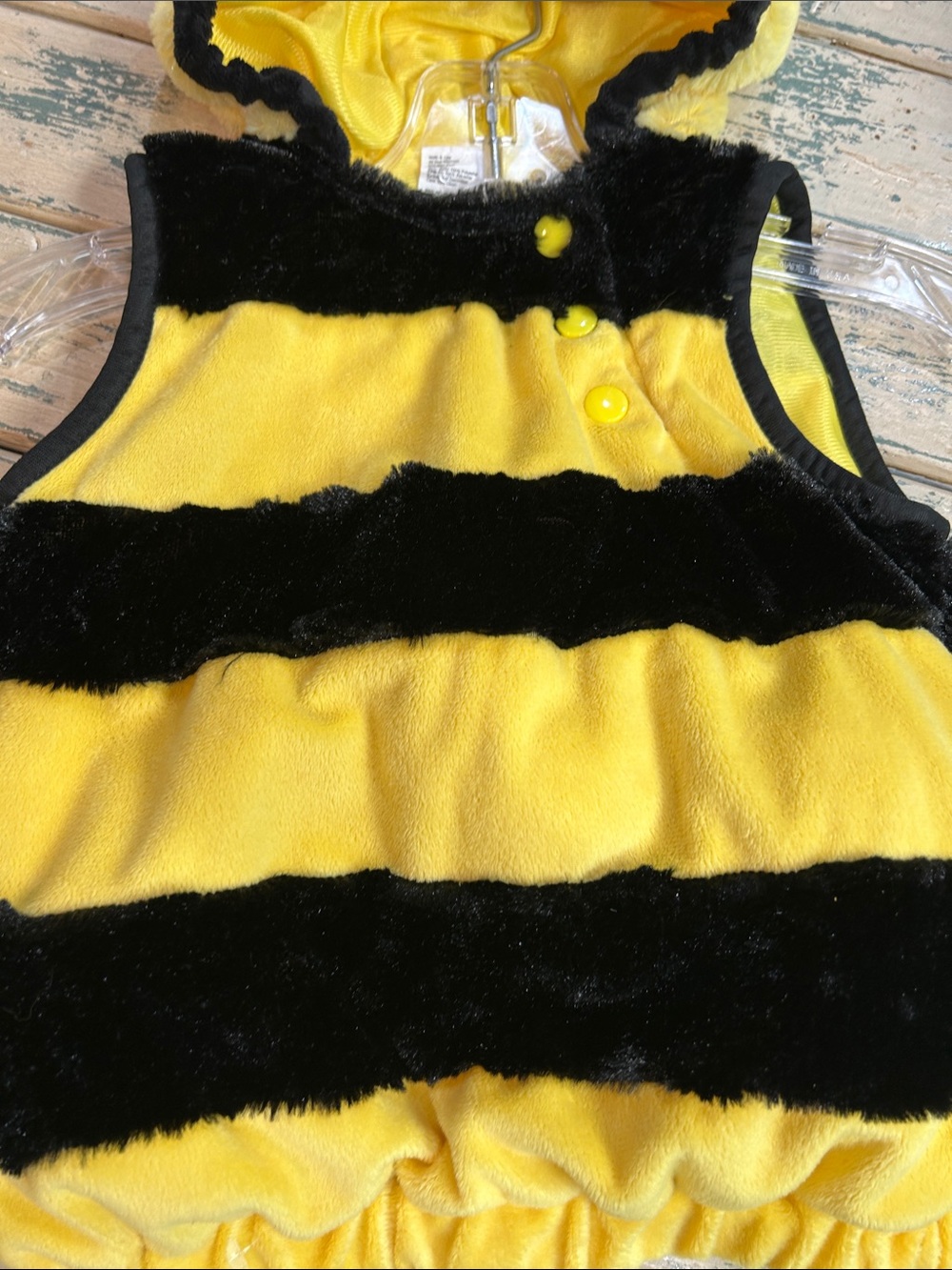 Infant Plush Yellow & Black Bumblebee Costume with Wings Size 6-12 Months - Picture 5 of 9